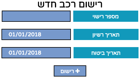 רכבים - רישום הוספת רכב חדש למערכת
