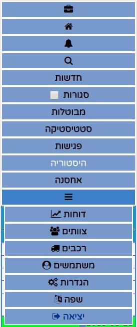 תפריט ראשי חלון לשוניות מערכת