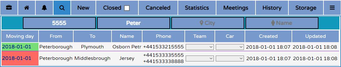 Search for order using phone and city example - cross search example