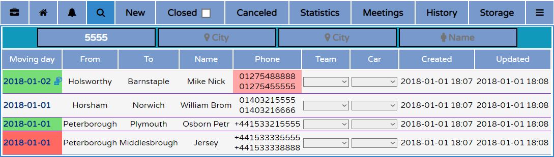 Perform Search using Phone number for specific order