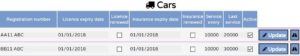 View and edit all cars vehicles registered in the movers system