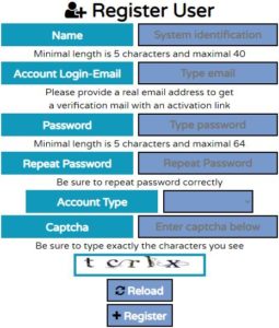 Register New system User account